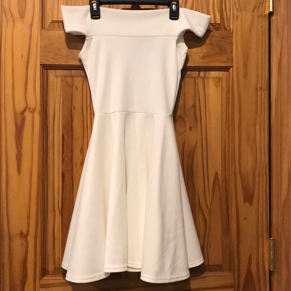 White off the shoulder skater dress